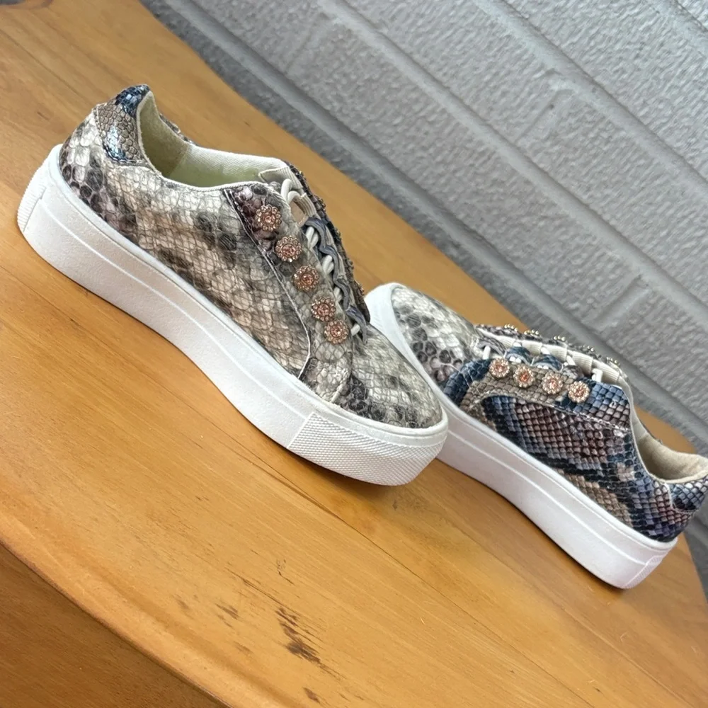 Kurt Geiger London Mini Liviah Leather Snakeskin Sneakers Toddler Size 12M EU 30